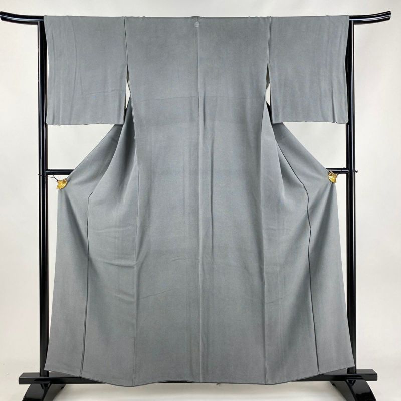 江戸小紋 身丈158.5cm 裄丈65cm M 袷 鮫 灰色 正絹 名品 一つ紋