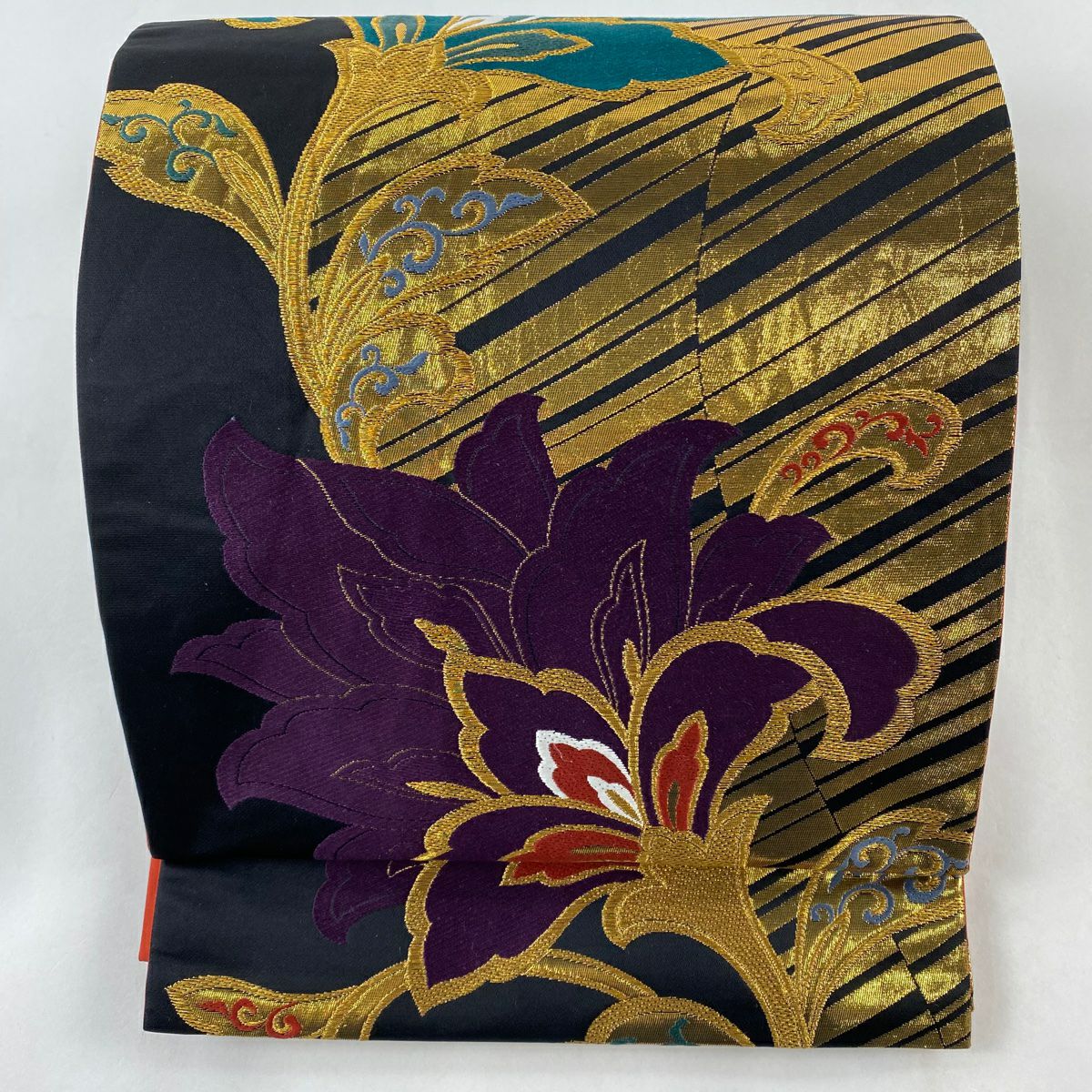 袋帯 美品 秀品 花車 草花 箔 唐織 ベージュ 六通 正絹|中古 袋帯 美品 秀品 花車 草花 箔 唐織 ベージュ 六通 正絹|中古
