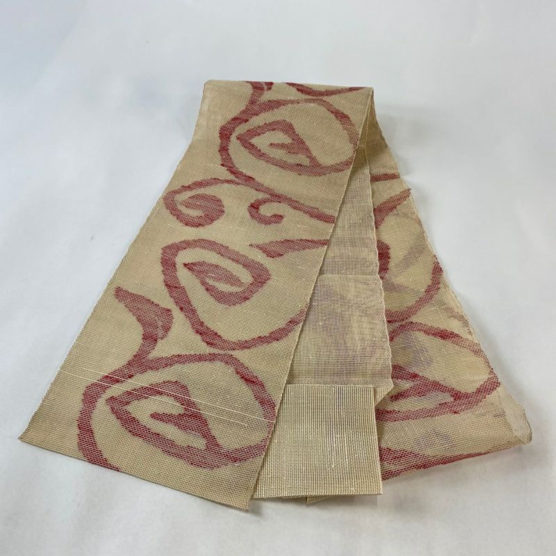 名古屋帯 秀品 夏帯 八寸名古屋帯 松葉仕立て 唐草 ベージュ 名古屋帯 秀品 夏帯 八寸名古屋帯 松葉仕立て 唐草 ベージュ