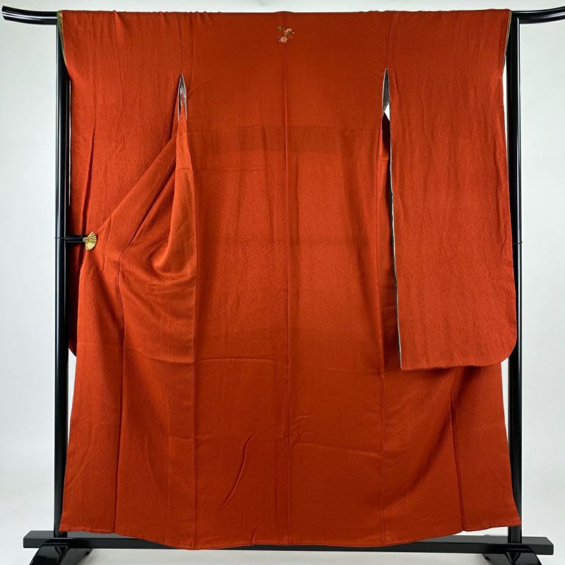 振袖 身丈156cm 裄丈64.5cm M 袷 朱色 正絹 名品 三つ紋｜中古