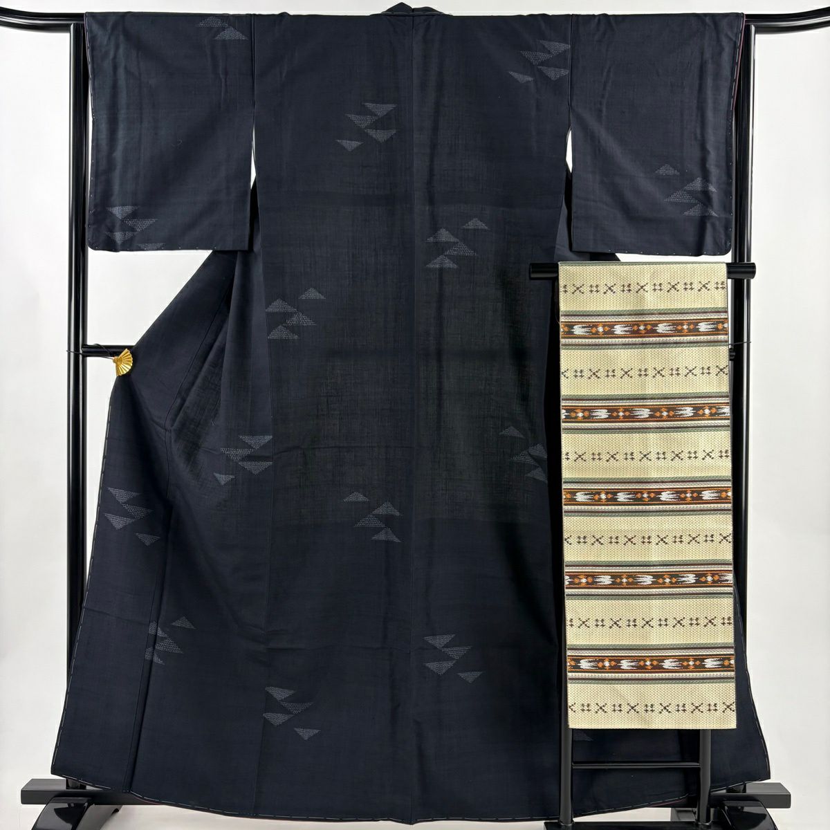 美品】 結城紬 身丈162cm 裄丈64cm M 袷 はたおり娘 名古屋帯セット