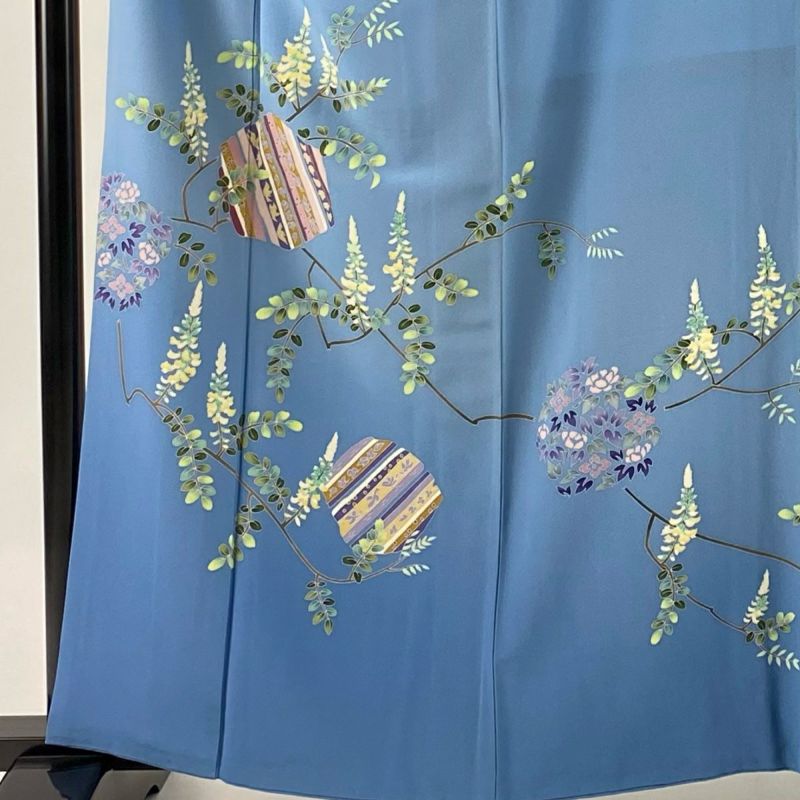 訪問着 身丈162cm 裄丈63.5cm S 袷 寺西一絋 落款あり 枝花 鳥