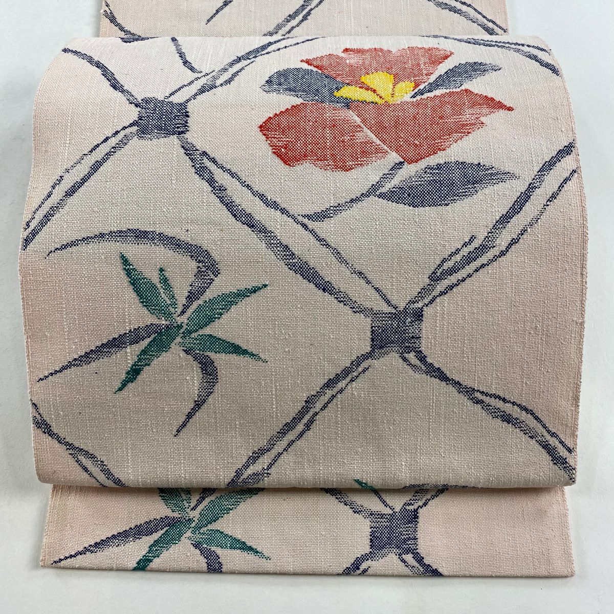 名古屋帯 美品 優品 夏帯 絽 八寸名古屋帯 松葉仕立て よろけ縞