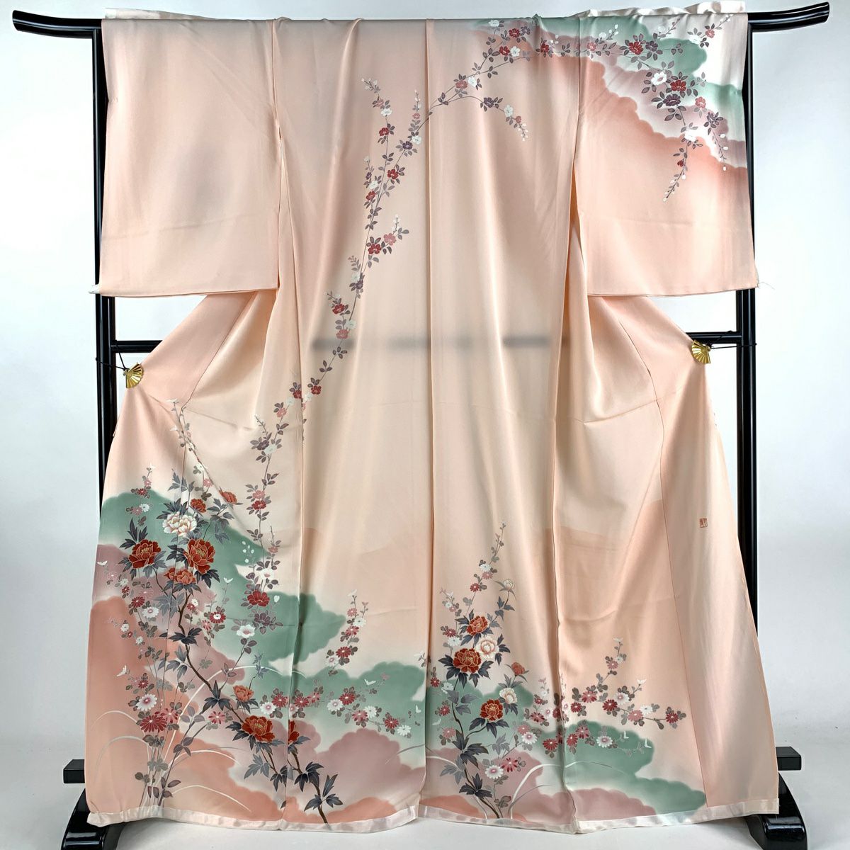 訪問着 身丈181cm 裄丈69cm 未仕立て 仮絵羽 草花 金彩 ぼかし 訪問着 身丈181cm 裄丈69cm 未仕立て 仮絵羽 草花 金彩 ぼかし
