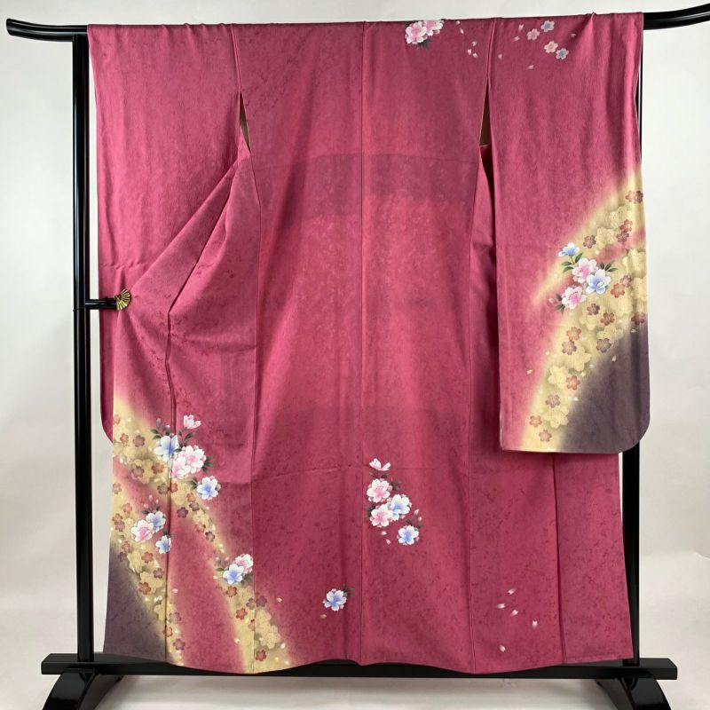 振袖 身丈158cm 裄丈65.5cm M 袷 鈴乃屋 桜 金彩 ぼかし 濃