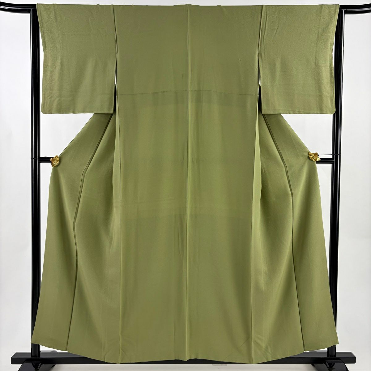 色無地 身丈156.5cm 裄丈65cm M 袷 奄美大島泥染 証紙あり 鶯色 正絹