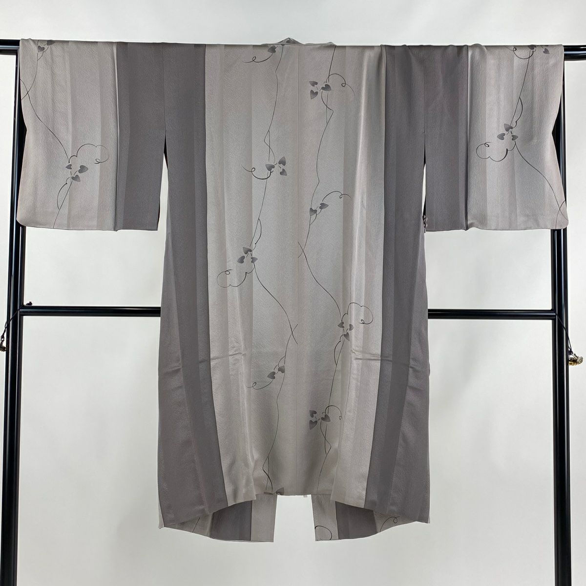 道中着 身丈126.5cm 裄丈64cm M 和装コート 昂る 草花 よもぎ色 