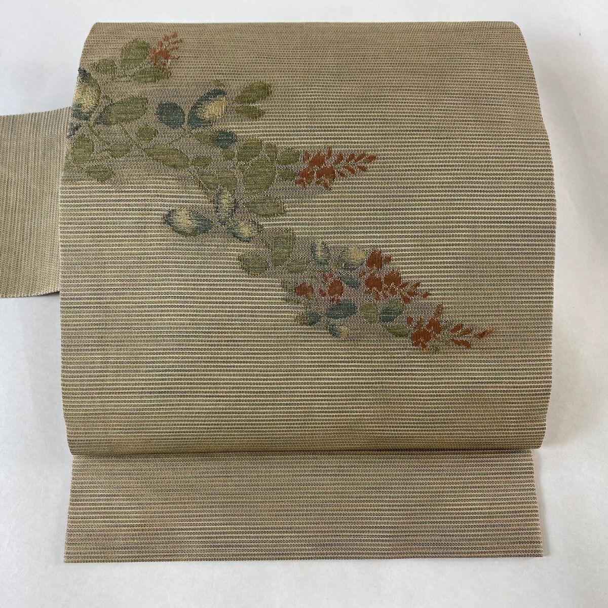 名古屋帯 秀品 夏帯 花唐草 刺繍 焦茶色 正絹|中古・古着 名古屋帯 秀品 夏帯 花唐草 刺繍 焦茶色 正絹|中古・古着