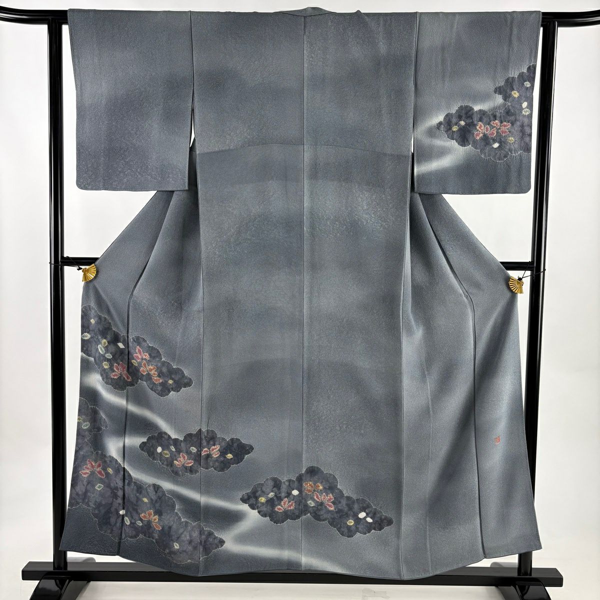 美品】 訪問着 身丈156cm 裄丈62cm S 袷 落款あり 草花 雲文 ぼかし