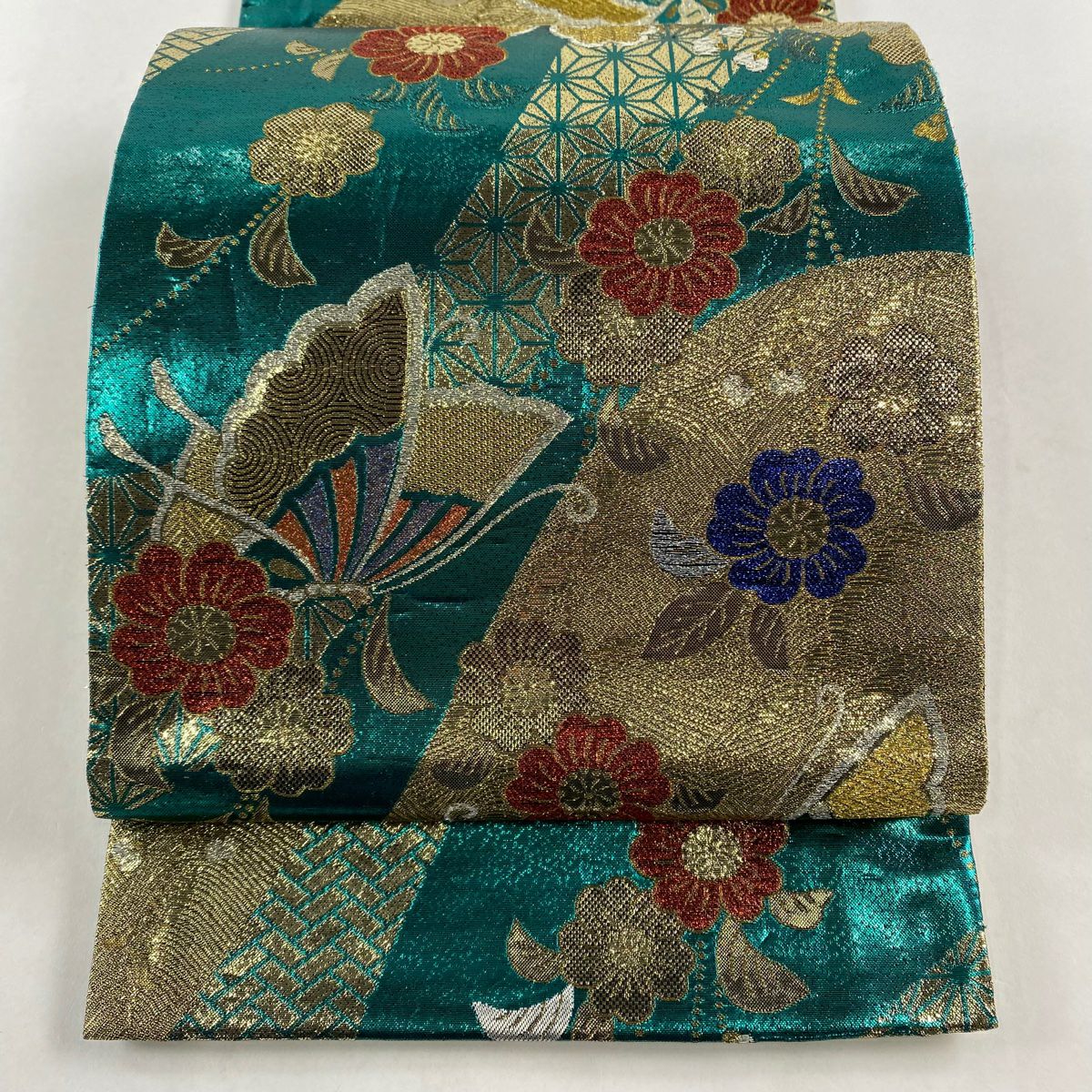 袋帯 秀品 振袖向き 桜 牡丹 箔 金糸 黒 六通 正絹|中古・古着 袋帯 秀品 振袖向き 桜 牡丹 箔 金糸 黒 六通 正絹|中古・古着