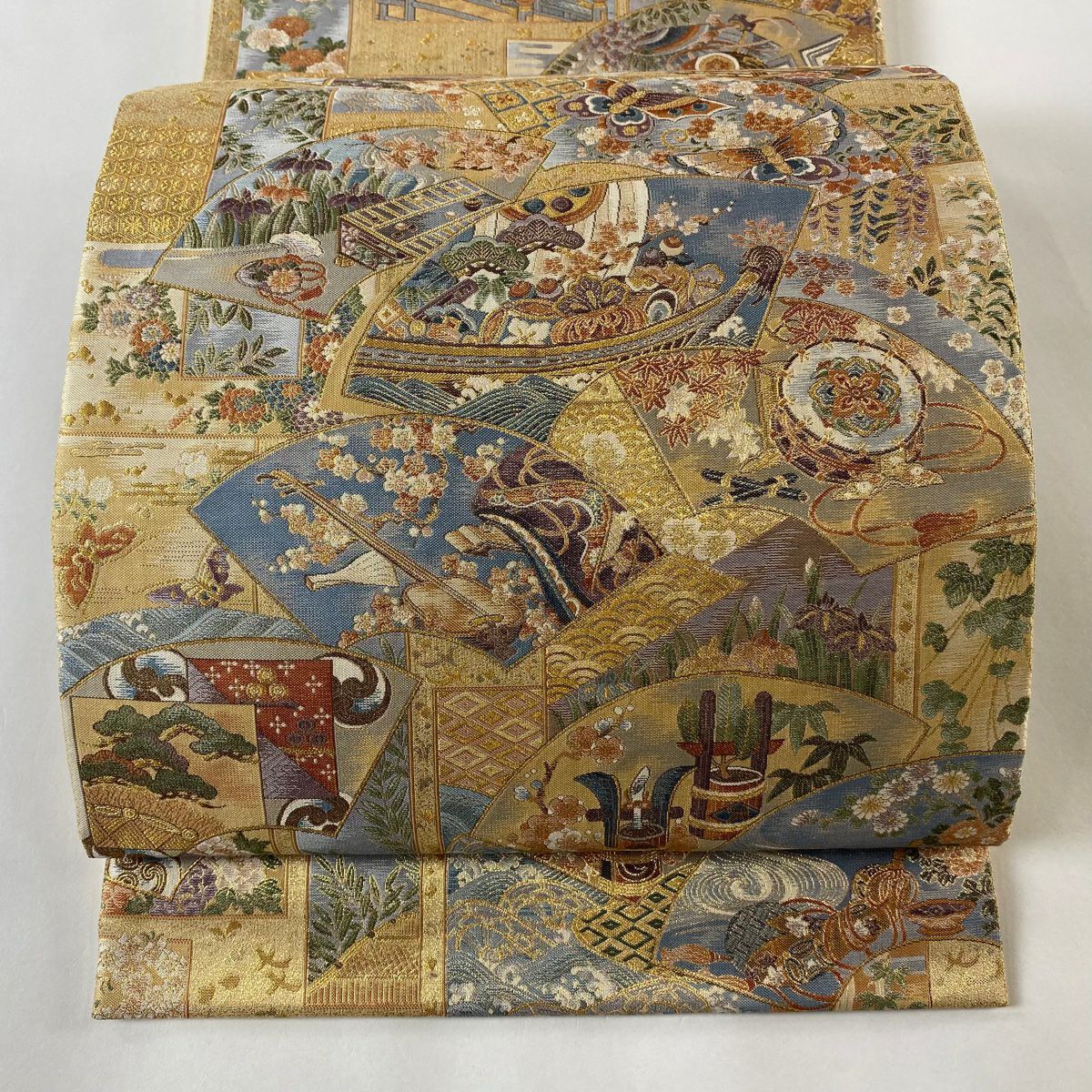 袋帯 未使用 エジプト文様 馬の戦車絵柄 お太鼓柄 正絹 11025 袋帯 未使用 エジプト文様 馬の戦車絵柄 お太鼓柄 正絹 11025