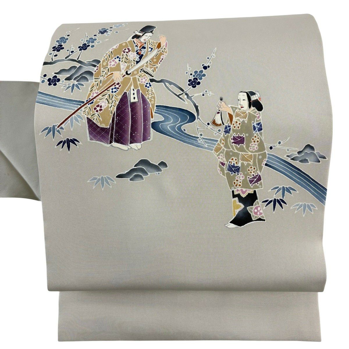 美品】 名古屋帯 秀品 能 流水 灰色 正絹｜中古・古着・リサイクル着物