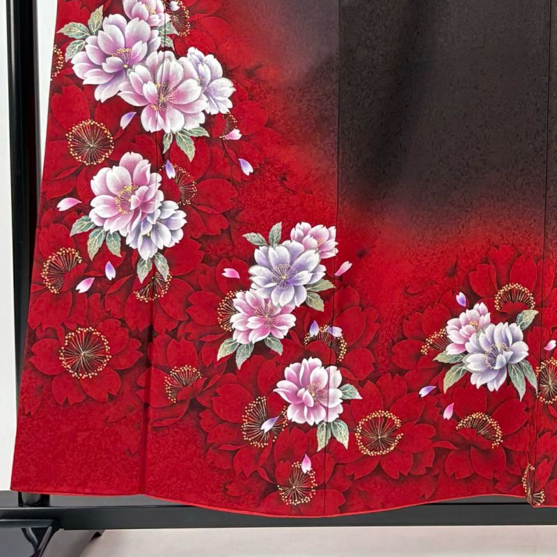 6929■　袷　友禅長襦袢　正絹　桜の花　157cm前後～　美品 0066378265.jpg