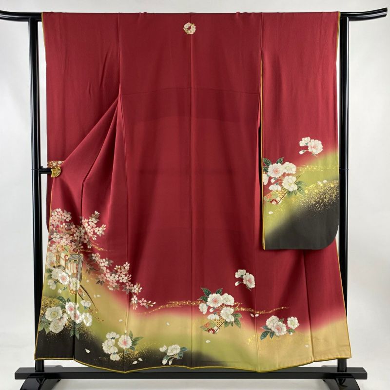 振袖 身丈154.5cm 裄丈62cm S 袷 ふき綿仕立て やまと 御所車 桜