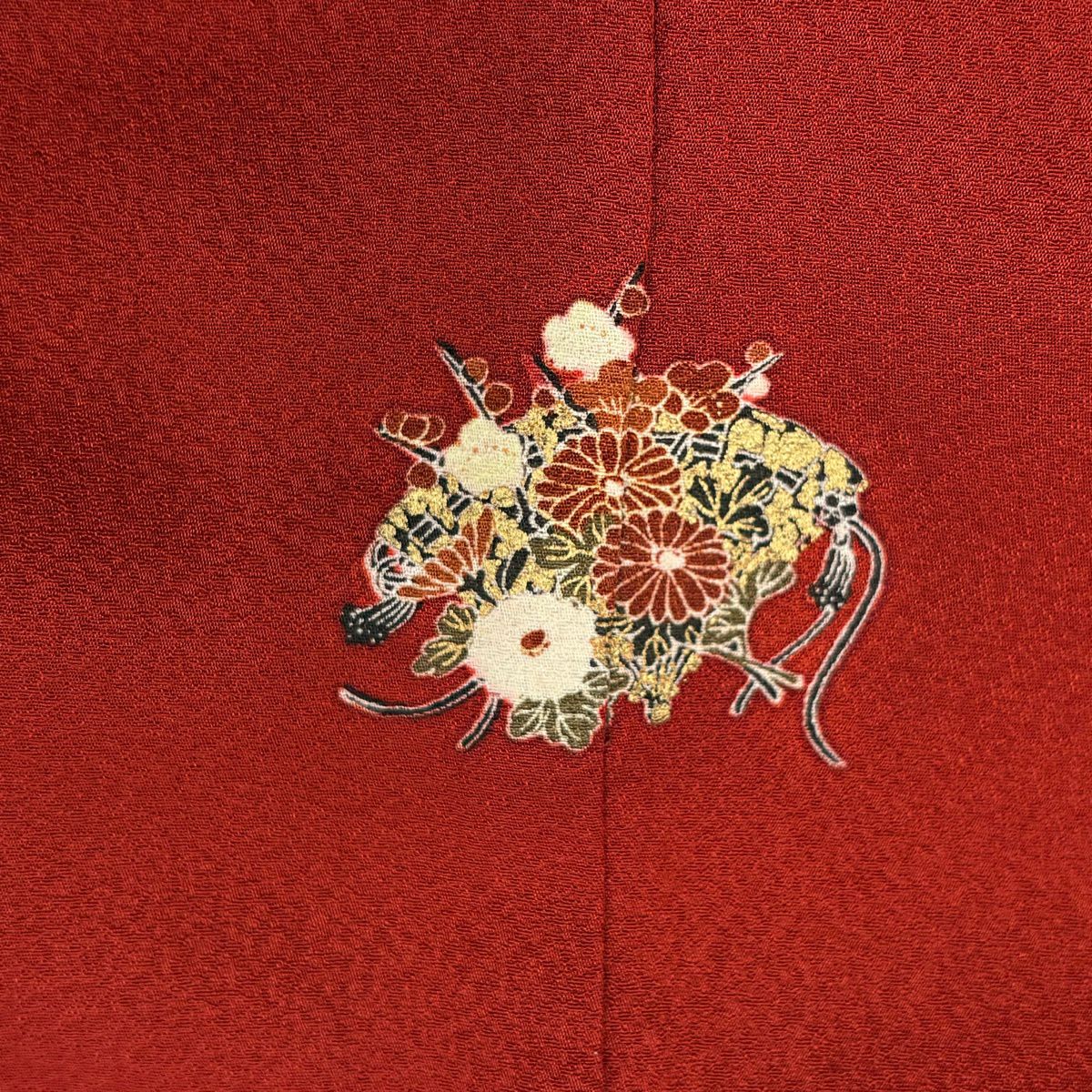 振袖 身丈160cm 裄丈66cm M 袷 鈴乃屋 花 波 金彩 染め分け 朱色 正絹