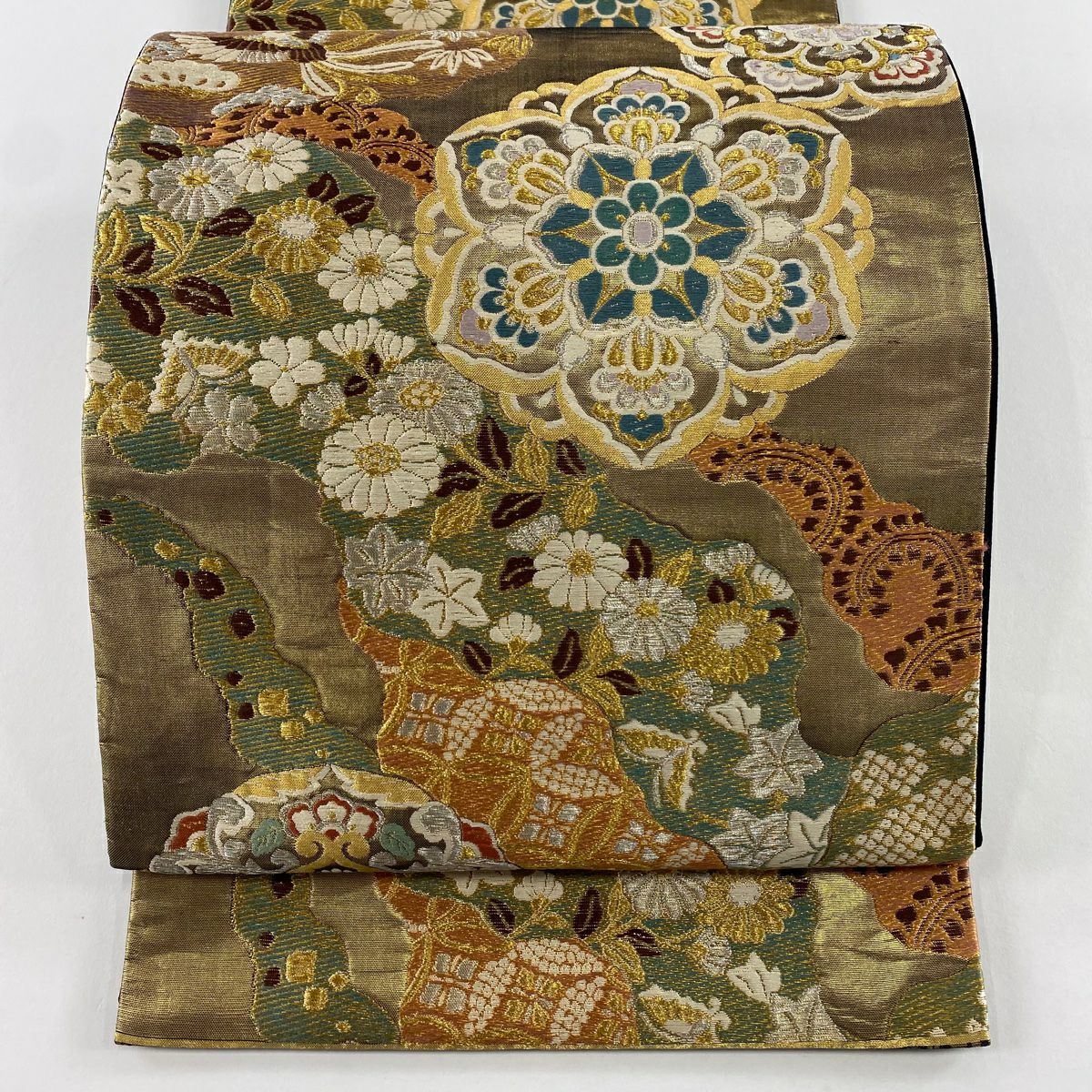 510my6▲宝相華 鳥 花唐草 華文小花文様 金糸 袋帯▲美品 510my6△宝相華 鳥 花唐草 華文小花文様 金糸 袋帯△美品