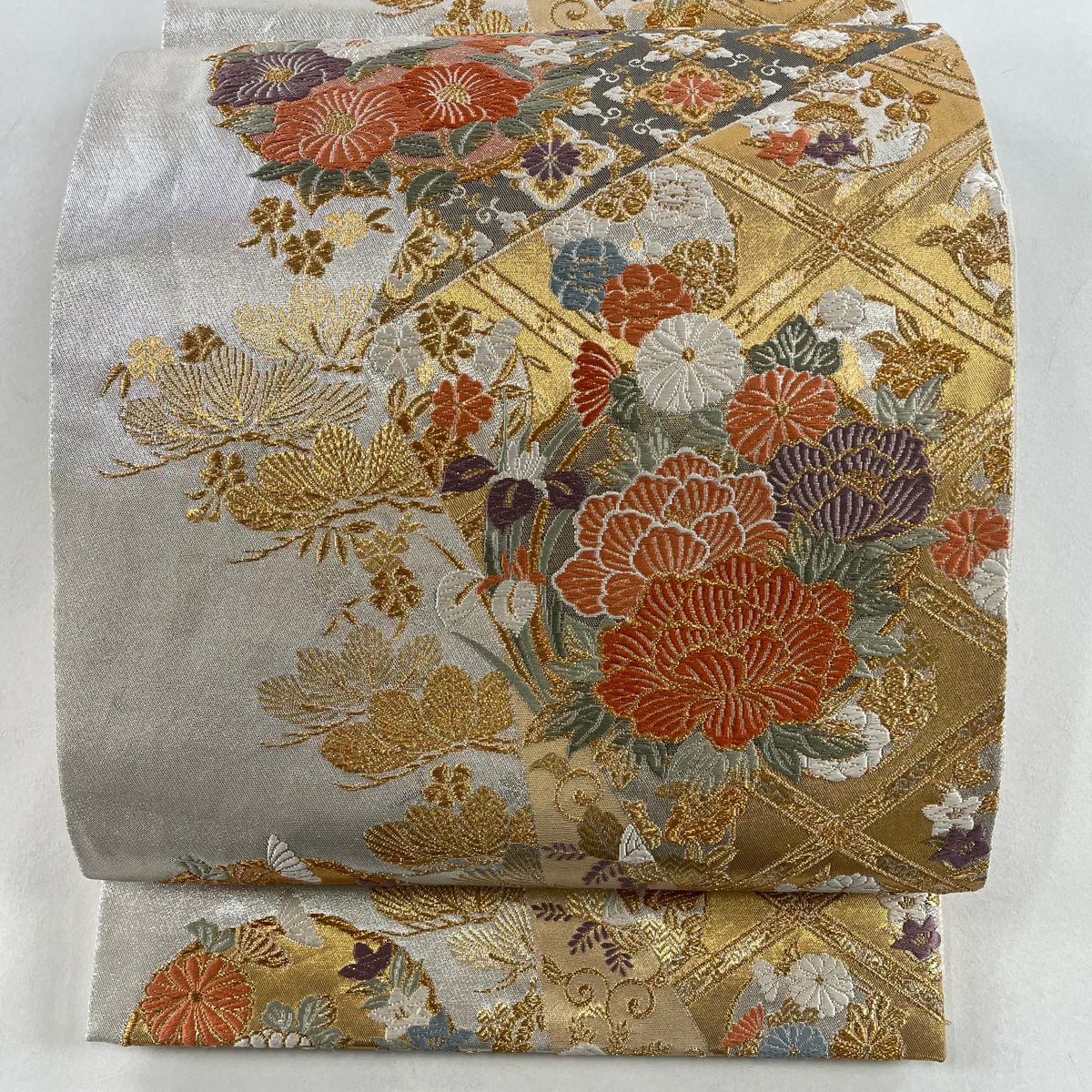 30%OFF 袋帯 美品 秀品 花丸文 華文 刺繍 金銀糸 薄ピンク 六通