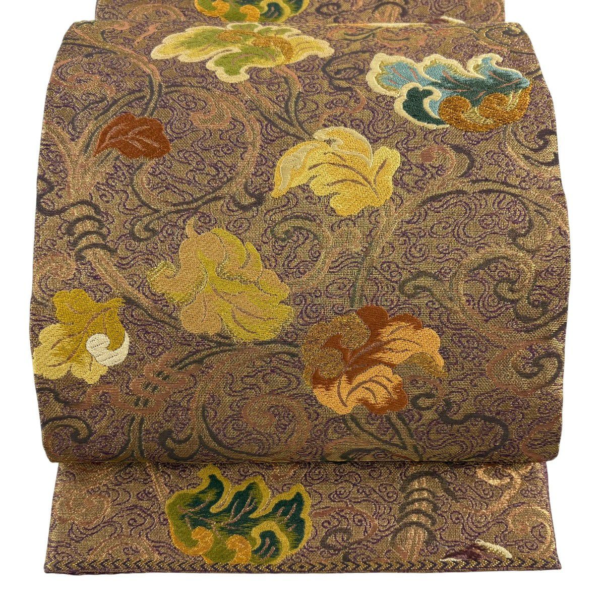 最終値引き】 77%OFF 袋帯 美品 秀品 花唐草 菱 金糸 箔 ピンク 六通