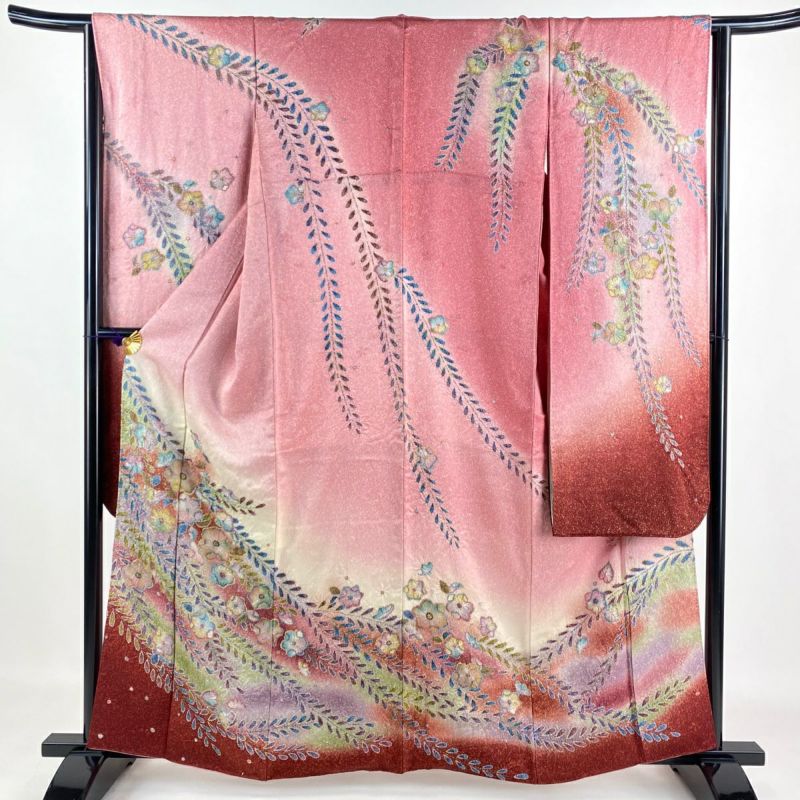 振袖 身丈161cm 裄丈63cm S 袷 辻が花柄 絞り 金彩 ピンク 正絹 美品 逸品｜中古・古着・リサイクル着物通販｜バイセル オンライン