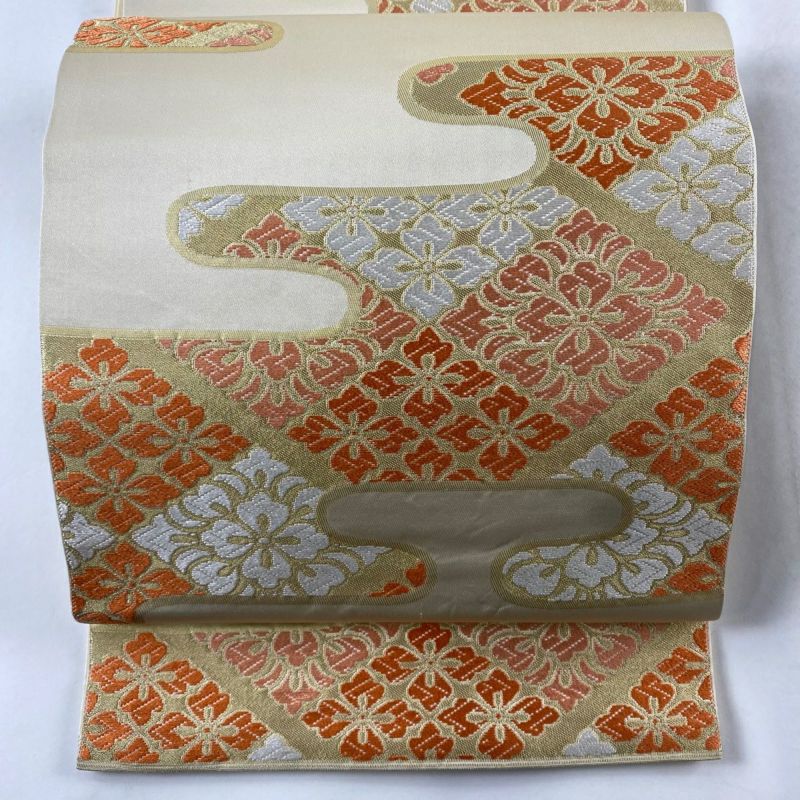袋帯 美品 名品 川島織物 落款あり 関西仕立て 霞 花菱 金糸 箔