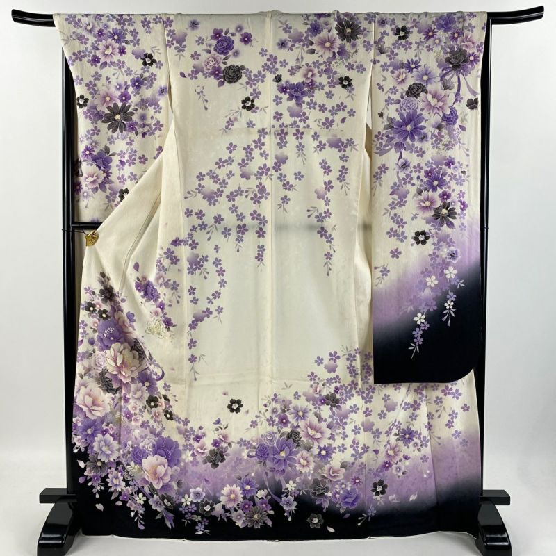 ＊振袖＊ 正絹　吉祥花文　暈し染め　金銀彩 振袖 身丈173.5cm 裄丈67.5cm L 袷 牡丹 金銀彩 箔 金銀彩