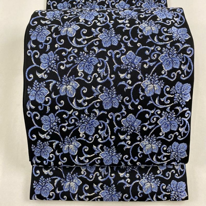 袋帯 美品 逸品 落款あり たつむら錦 桐 唐草 黒 六通 正絹