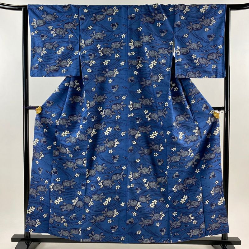 正絹 訪問着 雪持ち笹 裄68 身丈160 貴重な裄長 着用1