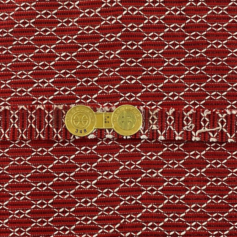 専用帯1925 ●高級 正絹 夏帯 松葉仕立て 名古屋帯 名古屋帯 秀品 夏帯 八寸名古屋帯 松葉仕立て 菖蒲 観世水 箔 金