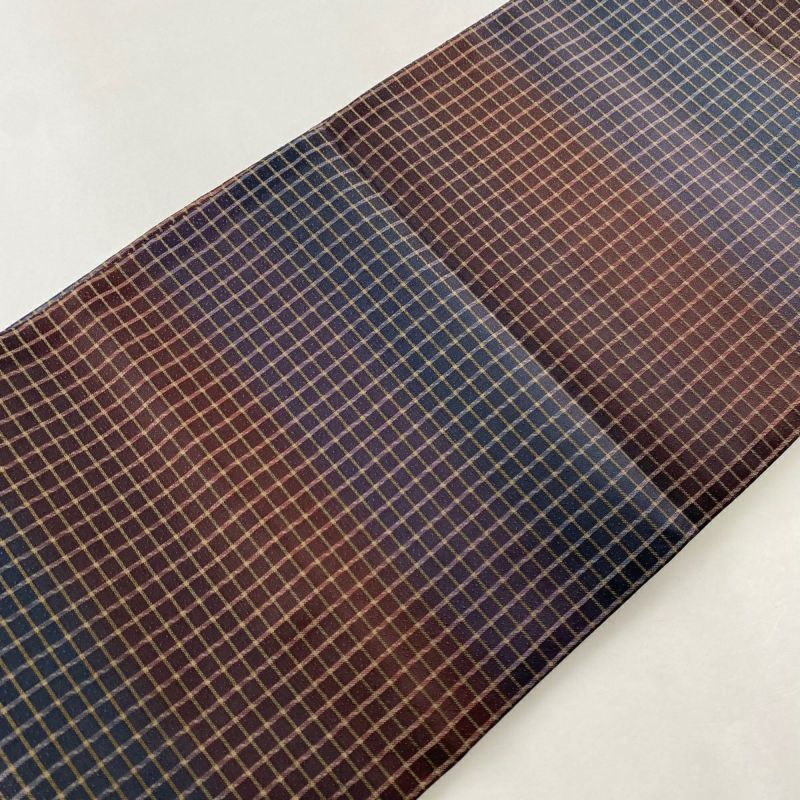 新春セール　黒　南蛮船　金糸　六通　袋帯 袋帯 美品 名品 やまと 縞 華文 金糸 濃紫 六通 正絹｜中古
