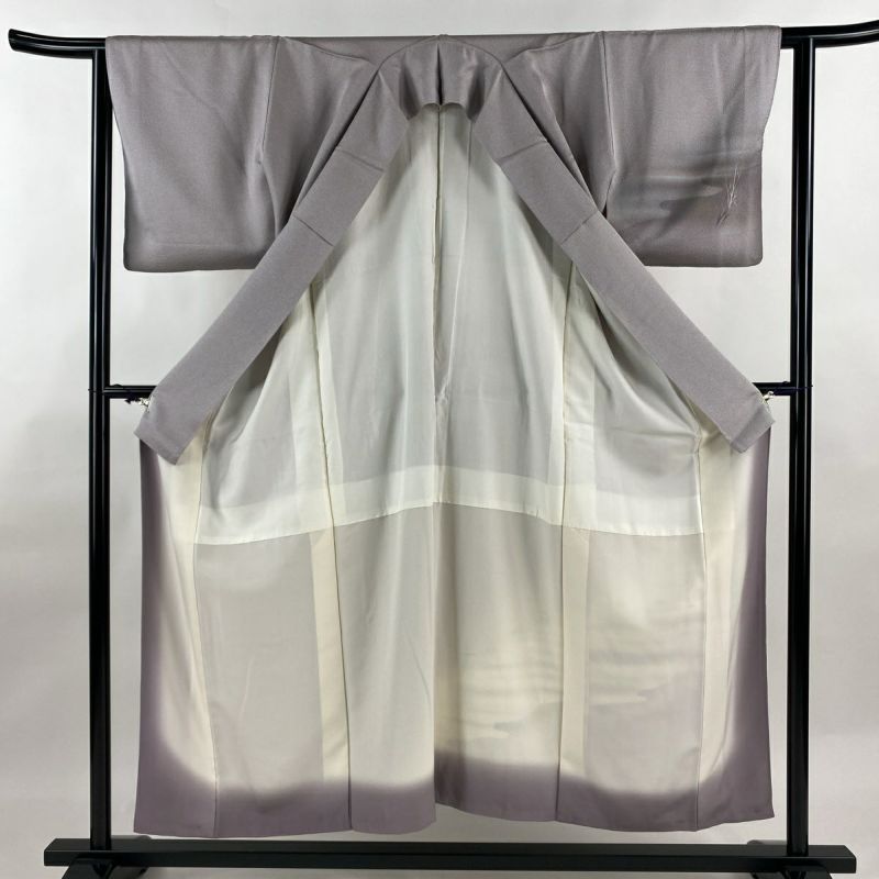 【ファッション通販】 付下げ 身丈154cm 裄丈62cm S 袷 樹木 霞 金銀彩 ぼかし 灰紫 着物・浴衣