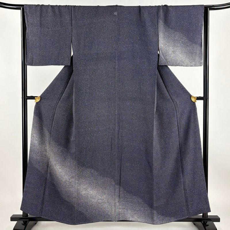 付下げ 身丈158.5cm 裄丈65cm M 袷 大小霰 濃紫 正絹 秀品 一つ