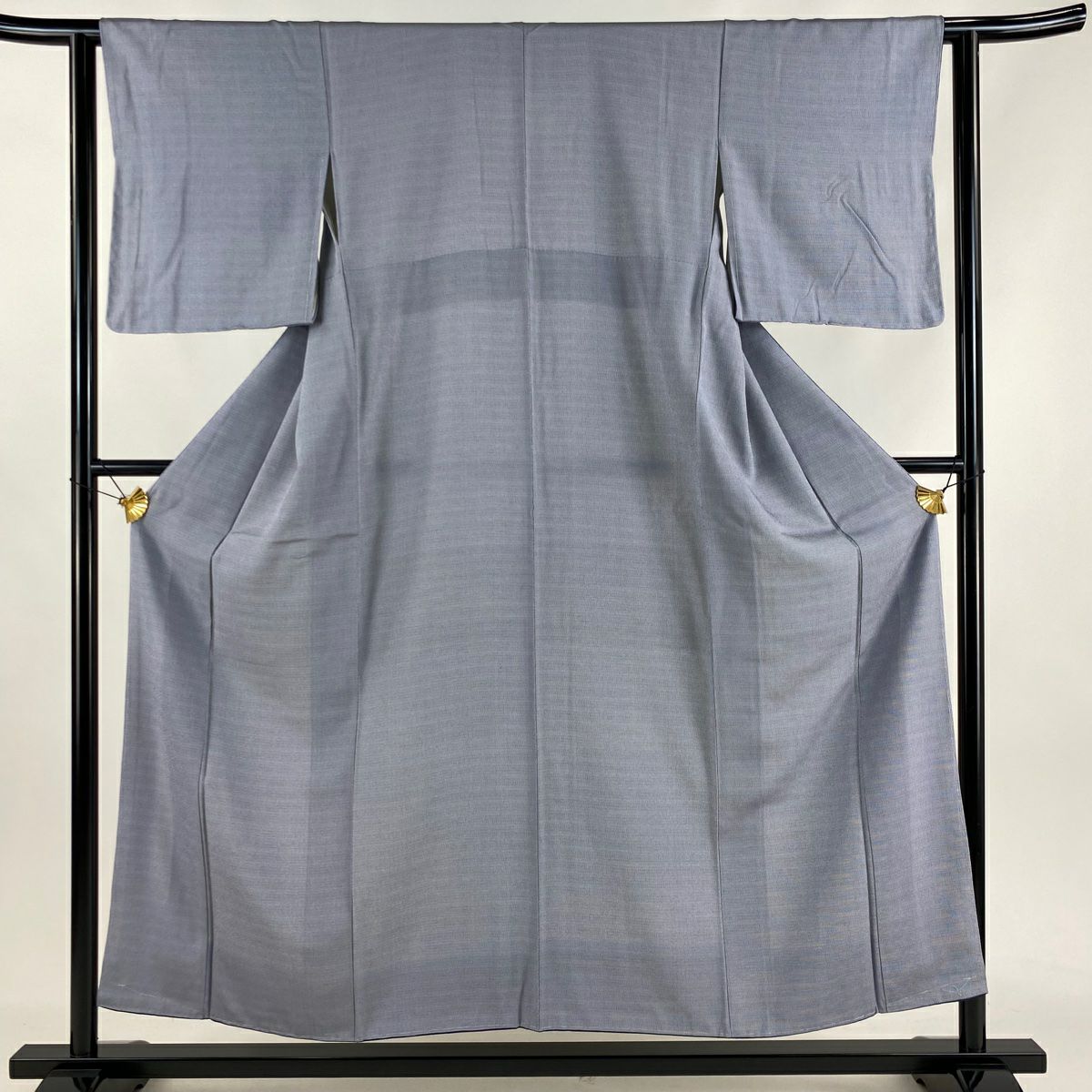 小紋 身丈165cm 裄丈67cm M 袷 竹 寄せ柄 藍色 正絹 美品 名品 【中古  