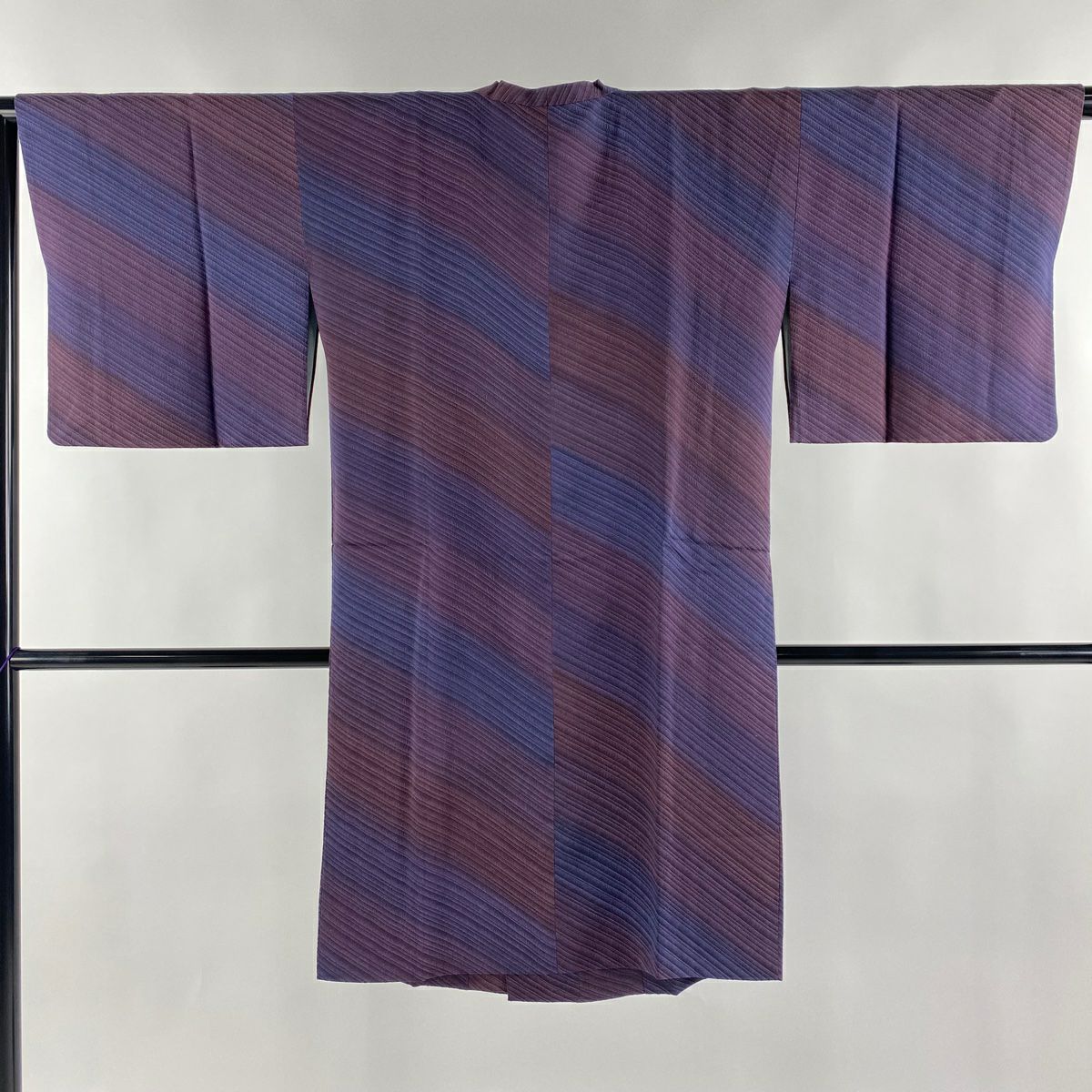 道行 身丈118cm 裄丈62.5cm S 和装コート 角衿 ぼかし柄 薄紫 正絹 美  