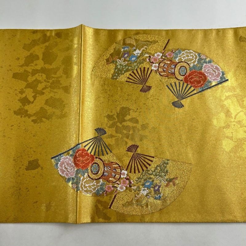 袋帯 美品 逸品 長嶋成織物 落款あり 関西仕立て 桧扇 花鳥 金糸