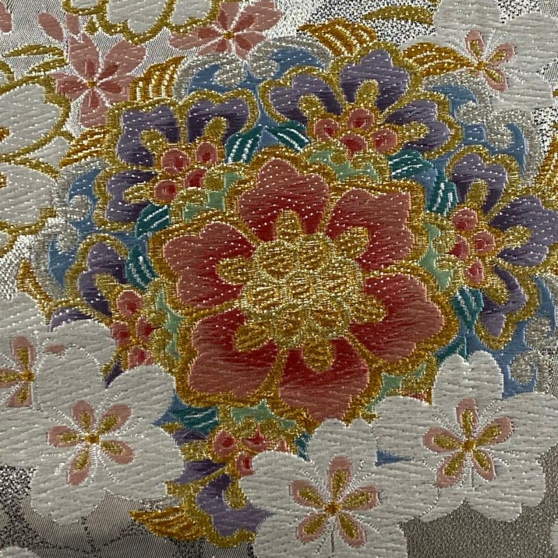 袋帯 美品 秀品 華文 桜 金銀糸 箔 銀色 六通 正絹|中古・古着・リサイクル着物通販|バイセル オンライン