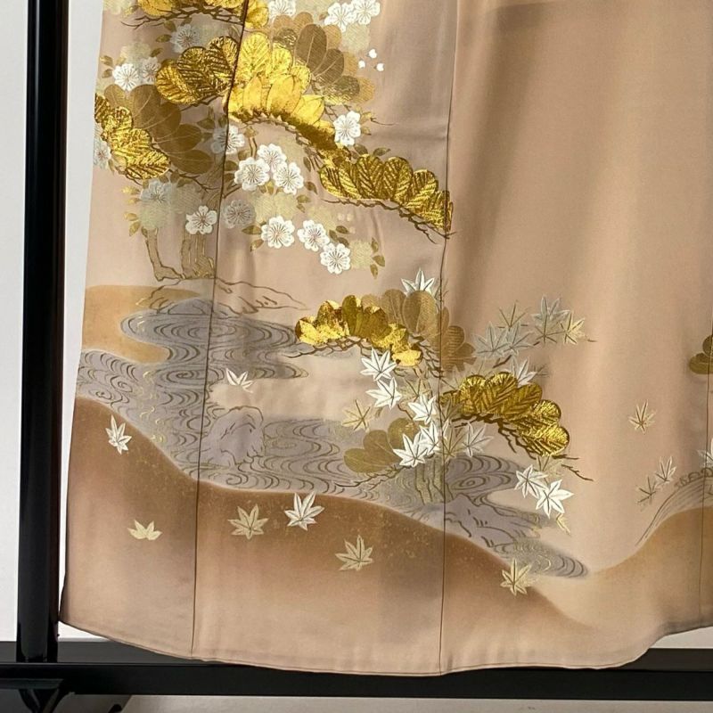 【楽天最安値に挑戦】 落款あり 千總 袷 S 裄丈63cm 身丈154.5cm 色留袖 笠松 刺繍 桜 着物・浴衣