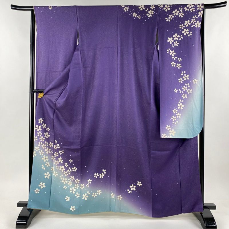振袖 身丈163cm 裄丈64.5cm M 袷 二代目清次郎 落款あり 桜 金 振袖 身丈163cm 裄丈64.5cm M 袷 二代目清次郎 落款あり 桜 金