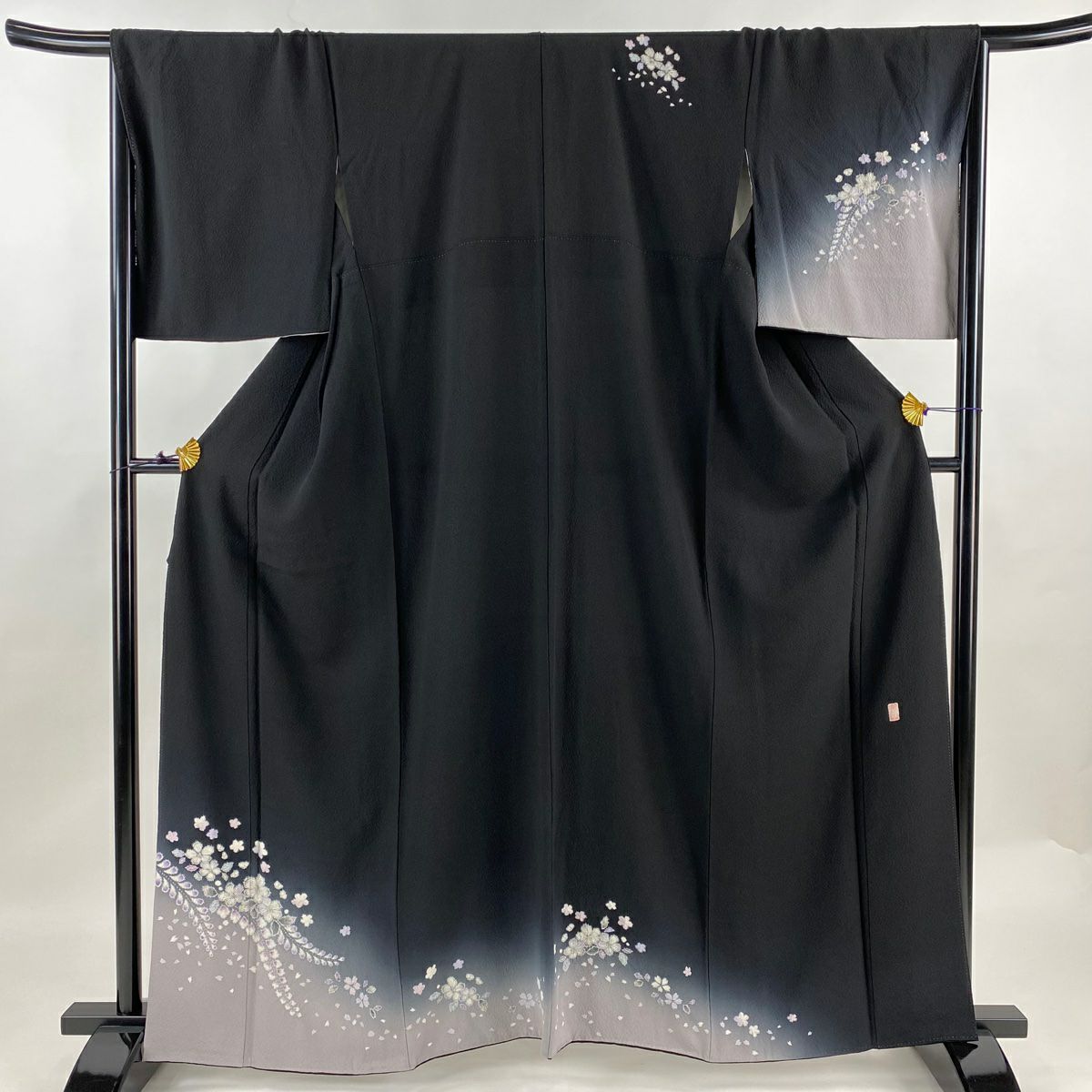 付下げ 身丈163cm 裄丈68cm L 袷 袋帯セット 霞 稲穂 金銀彩 黒 付下げ 身丈163cm 裄丈68cm L 袷 袋帯セット 霞 稲穂 金銀彩 黒