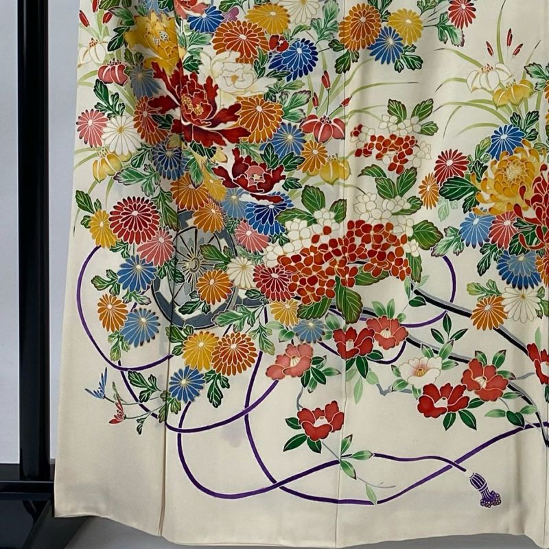2024春大特価セール！ 訪問着 身丈163cm 裄丈64.5cm M 袷 花車 牡丹 金彩 刺繍 着物・浴衣