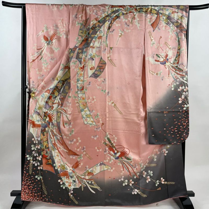 振袖 身丈166cm 裄丈68.5cm L 袷 熨斗 鳳凰 金糸 刺繍 ピンク