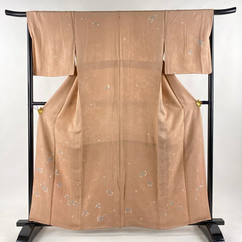 訪問着 身丈166cm 裄丈66cm M 袷 枝花 鴛鴦 金彩 染め分け 薄