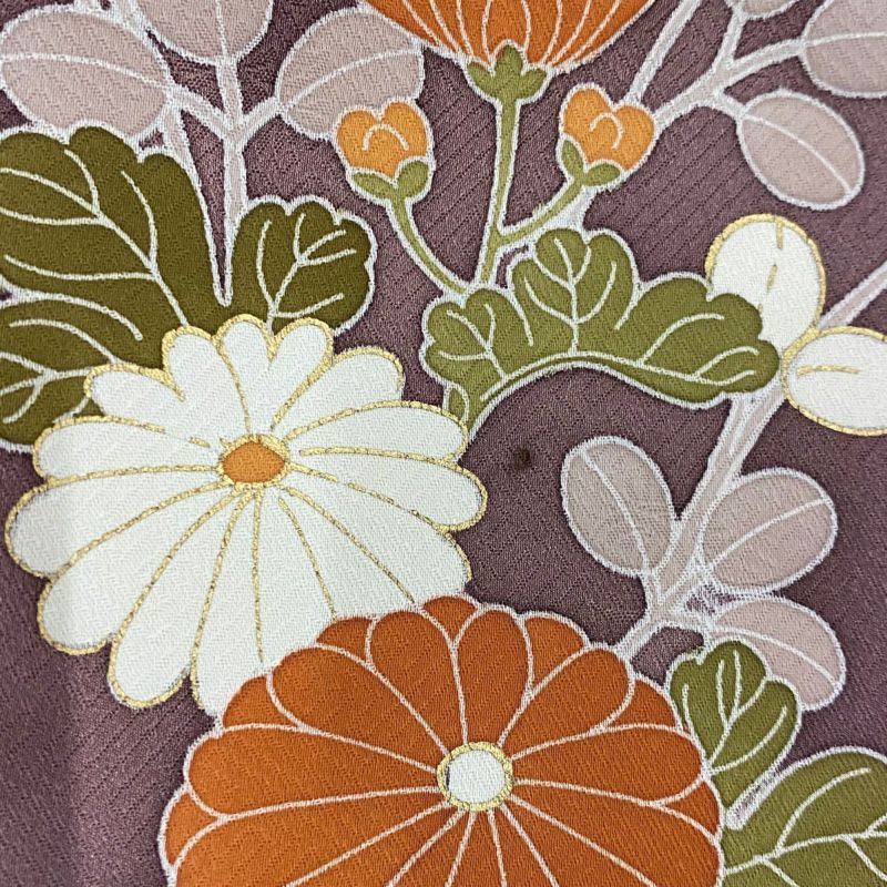 訪問着 身丈156.5cm 裄丈65cm M 袷 菊 笠松 金彩 ぼかし 灰紫 訪問着 身丈156.5cm 裄丈65cm M 袷 菊 笠松 金彩 ぼかし 灰紫
