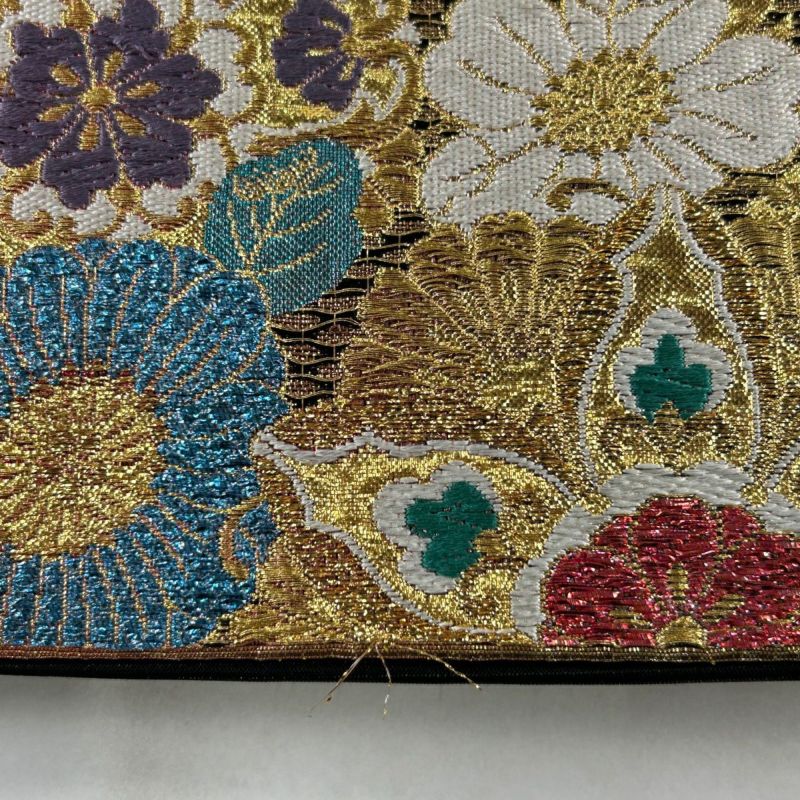 袋帯 秀品 振袖向き 草花 籠目 ラメ箔 金糸 ピンク 六通 正絹 袋帯 秀品 振袖向き 草花 籠目 ラメ箔 金糸 ピンク 六通 正絹
