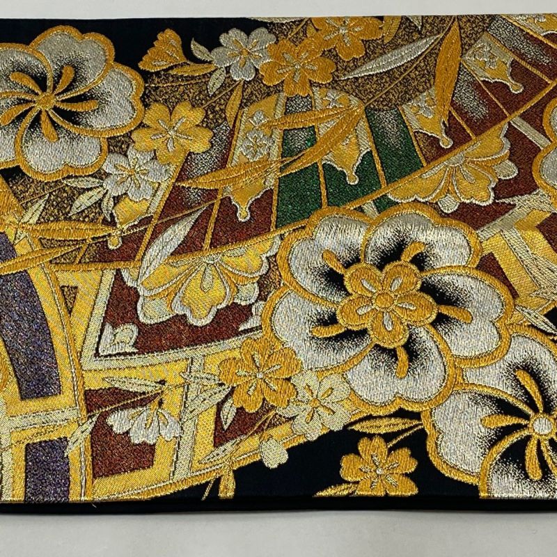 A25 美品　袋帯　金糸　刺繍　山吹茶色　正絹　着物 A25 美品 袋帯 金糸 刺繍 山吹茶色 正絹 着物 - メルカリ