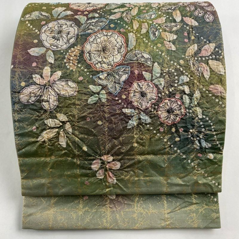 楽天市場】【新古品】 袋帯 未使用 正絹 太箔糸 金銀糸 草花