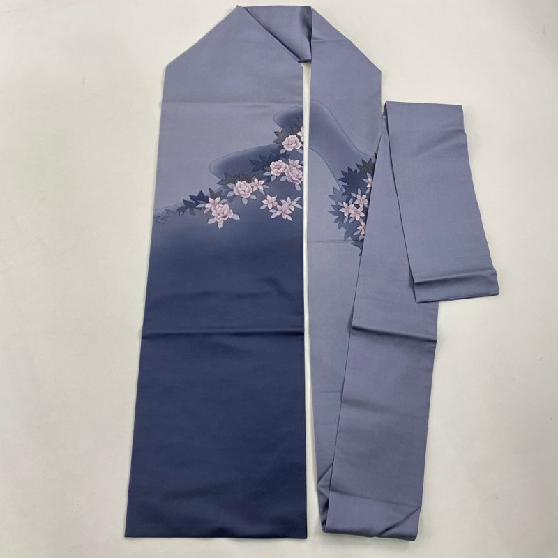 紬 身丈166.5cm 裄丈67cm M 袷 名古屋帯セット 草花 斜め格子