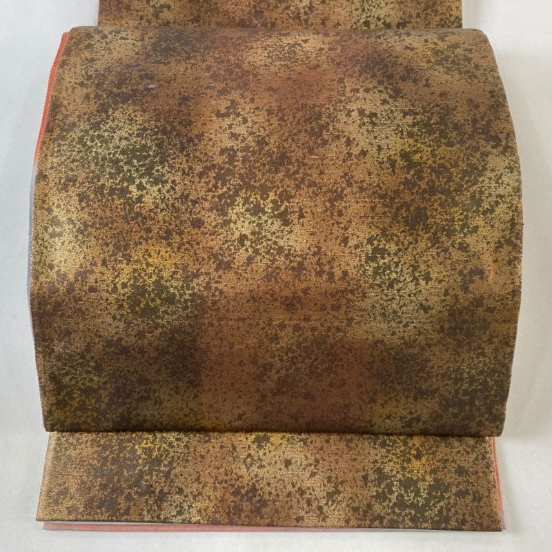 袋帯 美品 名品 リバーシブル 幾何学 金銀彩 茶色 全通 正絹 袋帯 美品 名品 リバーシブル 幾何学 金銀彩 茶色 全通 正絹