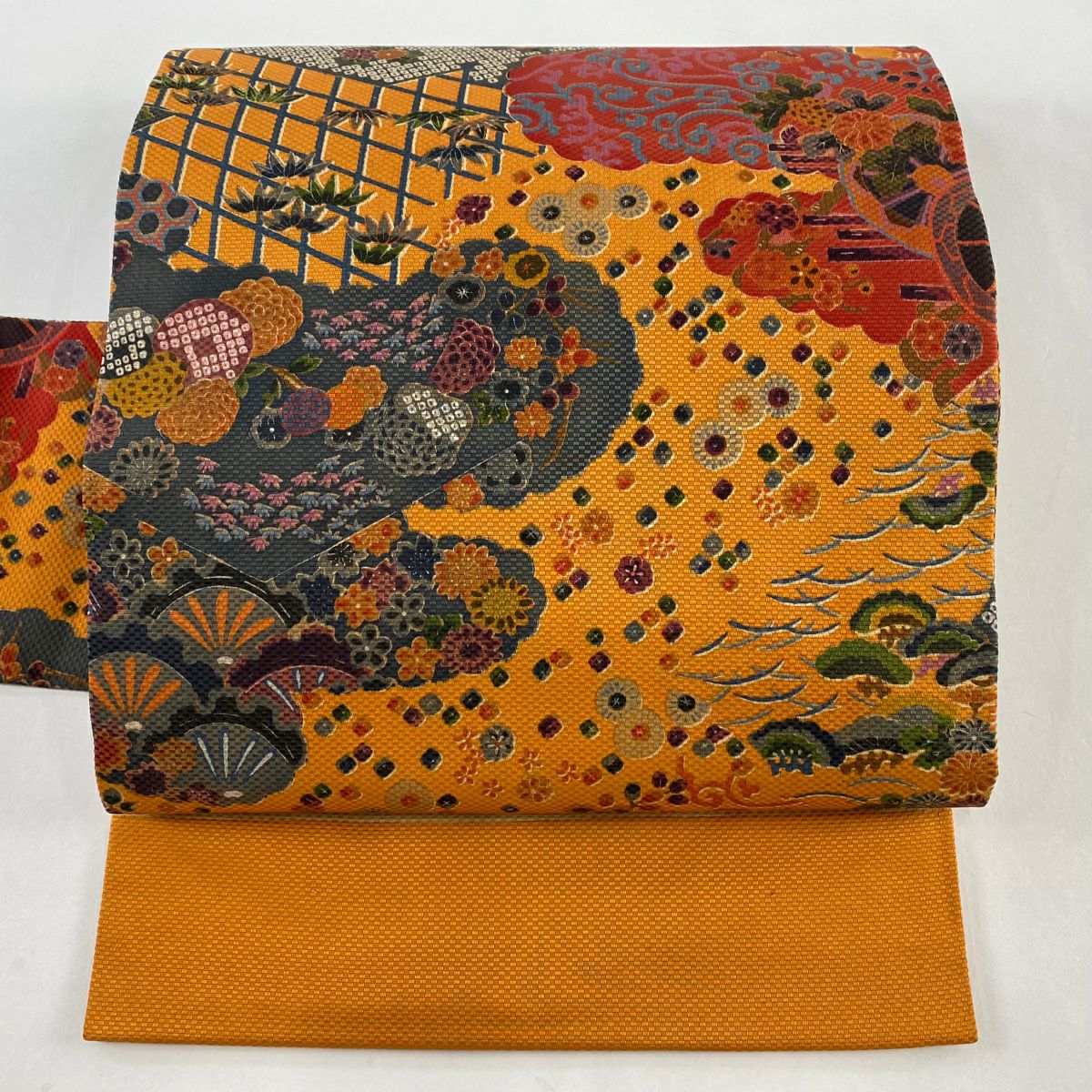 名古屋帯 美品 逸品 正絹 【中古】（袋名古屋帯 美品 逸品 音符 箔 青  