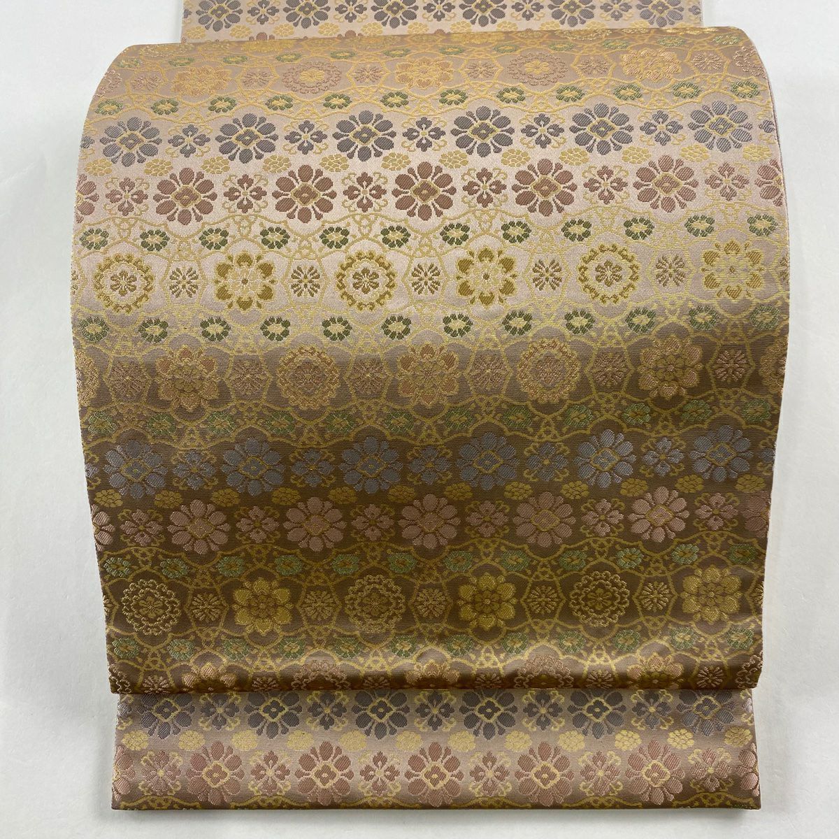 箔屋清兵衛　六通　袋帯　花丸文　灰色　源氏鼠　草木染　美品 箔屋清兵衛 六通 袋帯 花丸文 灰色 源氏鼠 草木染 美品 箔