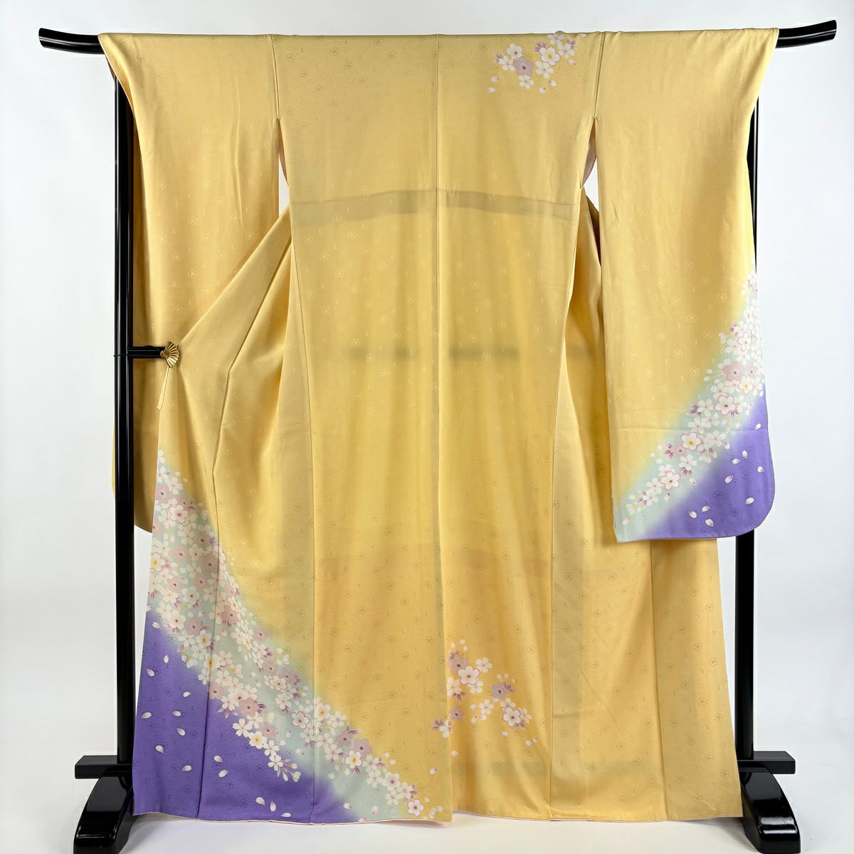 振袖フルセット 裄69.2cm 身丈163cm 辛子色正絹 L サイズ 2745 振り袖 フルセット 別誂高級長襦袢付 成人式 金彩加工 銀通し 547 振袖